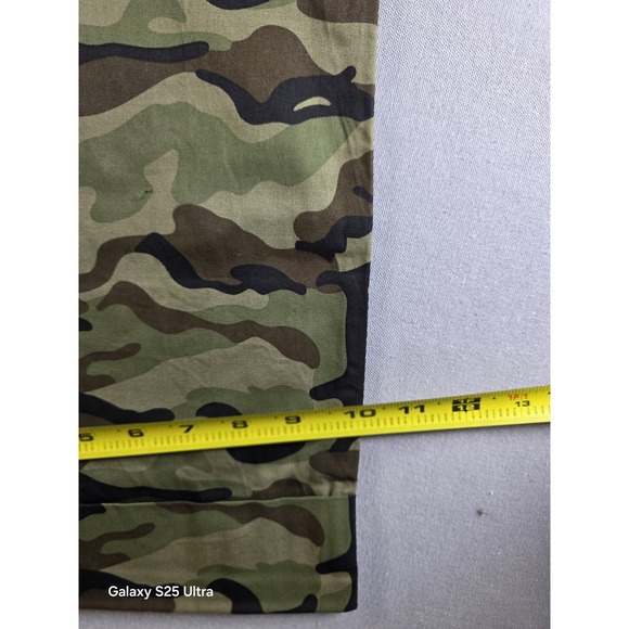 Choosy Olive Camo Two Tone Asymmetrical Waist Cuffed Trouser Utility Pant 8 NWT - Picture 2 of 9